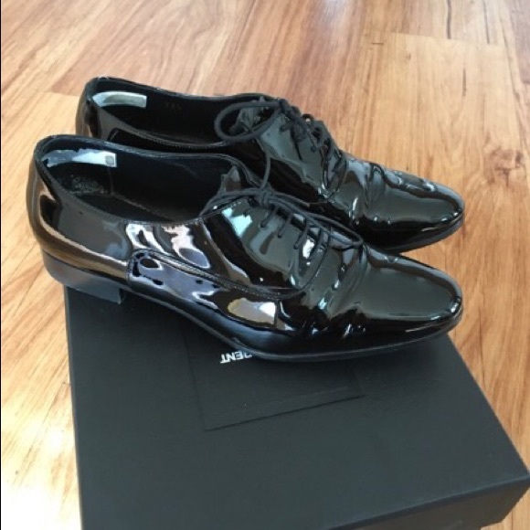 YSL Saint Laurent SLP Derby Black Patent Flat 35.5 - Picture 3 of 5